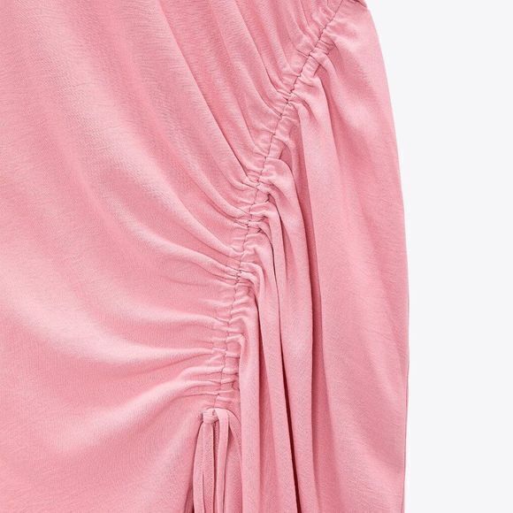 NEW ZARA DRAPED ASYMMETRIC DRESS ROSE PINK WOMENS SIZE XS - Picture 6 of 9